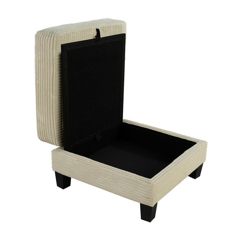 Rangement en tissu velours côtelé beige de style contemporain, P 31 po x H 18 po, utilisation principale avec rangement, l 31 po x P 31 po