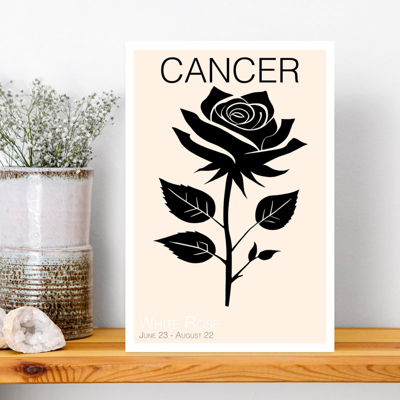 Cancer Zodiac Rose Elegant Abstract Contemporary Rose Flower Landscape Wall Art Print, 45.72cm H x 30.48cm W