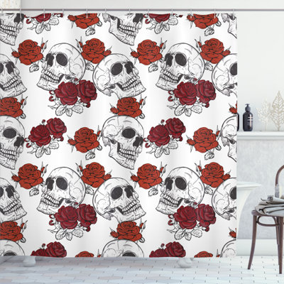 Skull Shower Curtain with Hooks Included