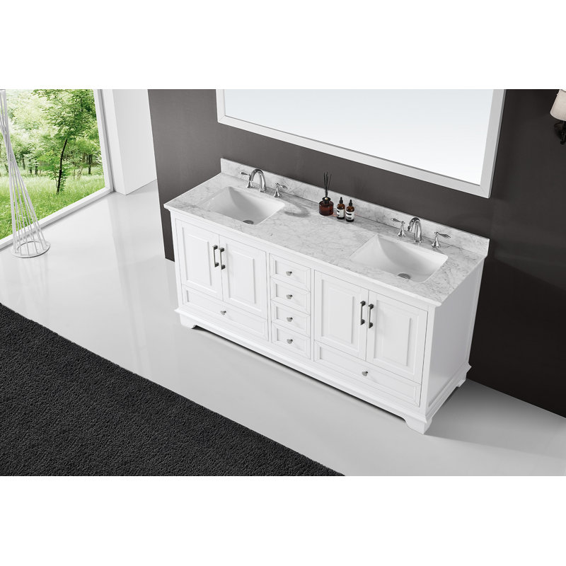 72" Double Freestanding Bathroom Vanity with Inset Paneling
