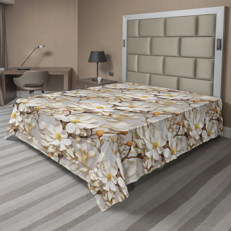 Floral Flat Sheet, Earth Yellow Umber Dust