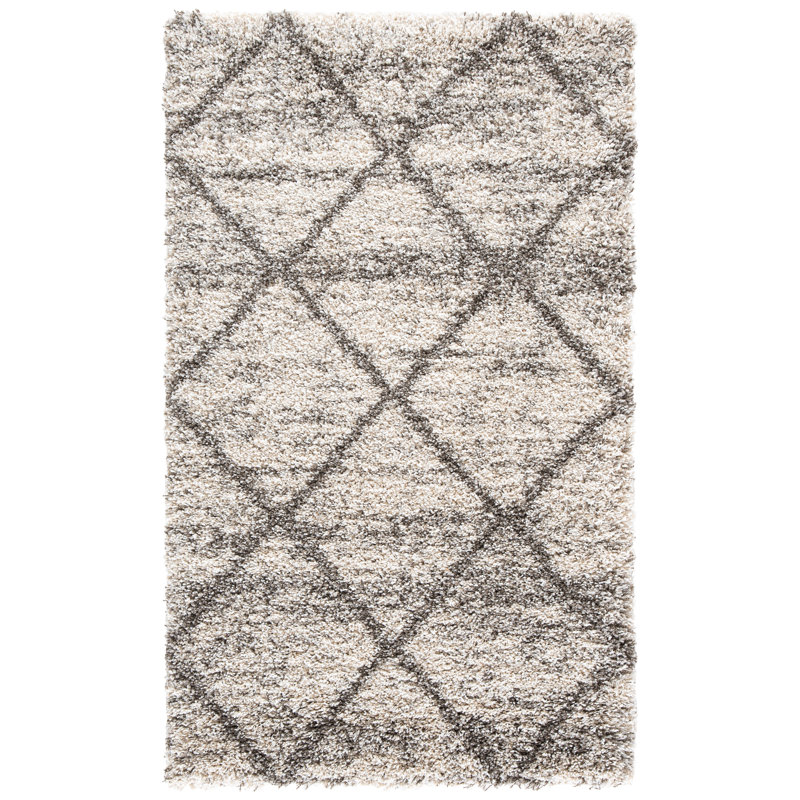 Cotswald Performance geometric rug, Rectangulaire 3 pi x 5 pi, Beige/gris
