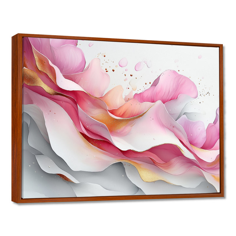 Fondations fluides de Rosa IV - art mural abstrait en marbre, H 24 po x l 32 po, Impression encadrée flottante, Brun