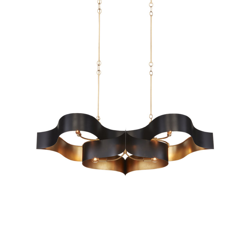Grand Lotus 6 - Light Chandelier, Satin Black