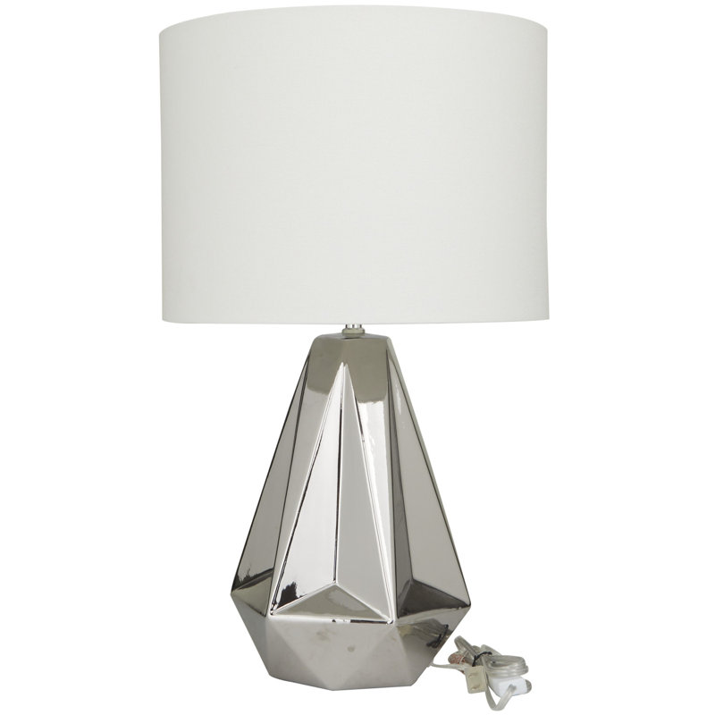 Cosmoliving By Cosmopolitan Modern Ceramic Table Lamp, Silver
