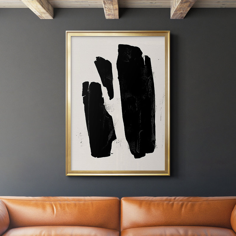 «Triple Block Print II», reproduction encadrée de qualité supérieure - prête à être accrochée, H 30,5 po x l 22,5 po, Doré