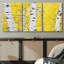 Aspen bouleau fissuré, texture de la forêt jaune, feuilles, art moderne, rustique, 3 pièces-94434451-94434455