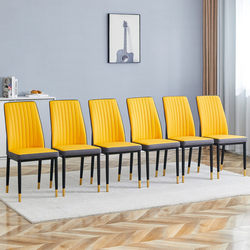 Chaises de salle à manger Monaldo, Noir et or, 4, Gris/Jaune