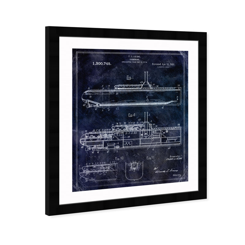 Sous-marin 1919 - Cadre photo, impression sur papier, H 18 po x l 15 po x P 0,5 po