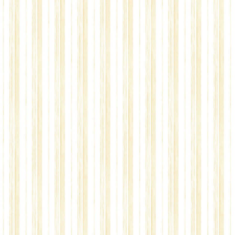 Simsbury 32.7' x 20.5" Striped Roll Wallpaper, Yellow Beige/Off White