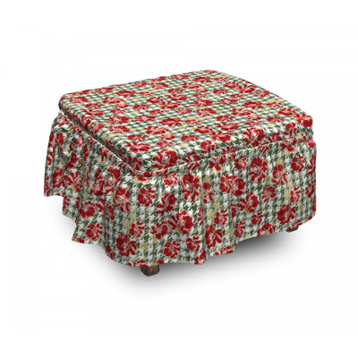 Ensemble de housse pour 2 pièces à coussins carrés houndstooth floral écossais