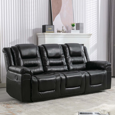 Fauteuil inclinable manuel 3 places avec 2 porte-gobelets intégrés pour le salon et la chambre à coucher