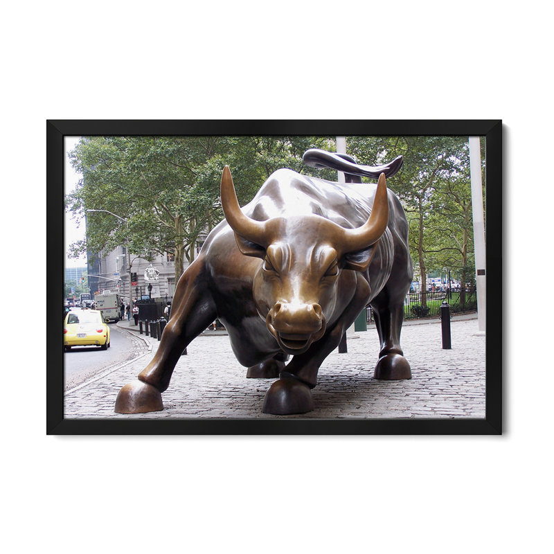 Affiche encadrée de qualité supérieure The Wall Street Bull, H 16 po x l 24 po