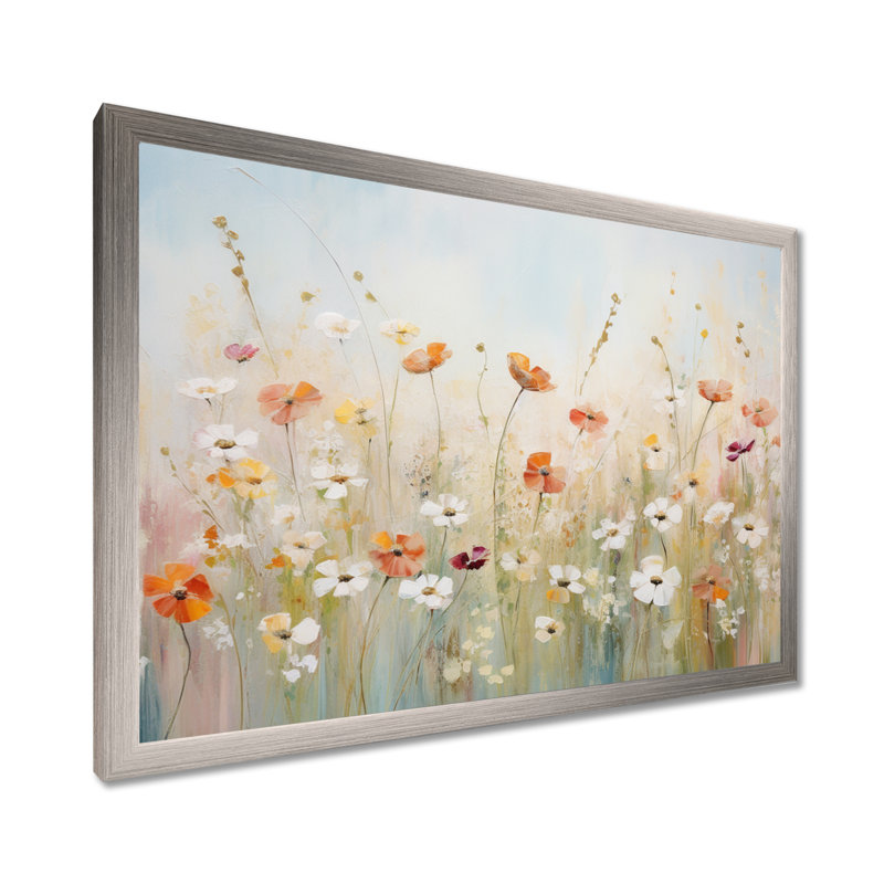 Art contemporain sur toile Meadow, H 24 po x l 32 po x P 1 po, Cadre simple argenté