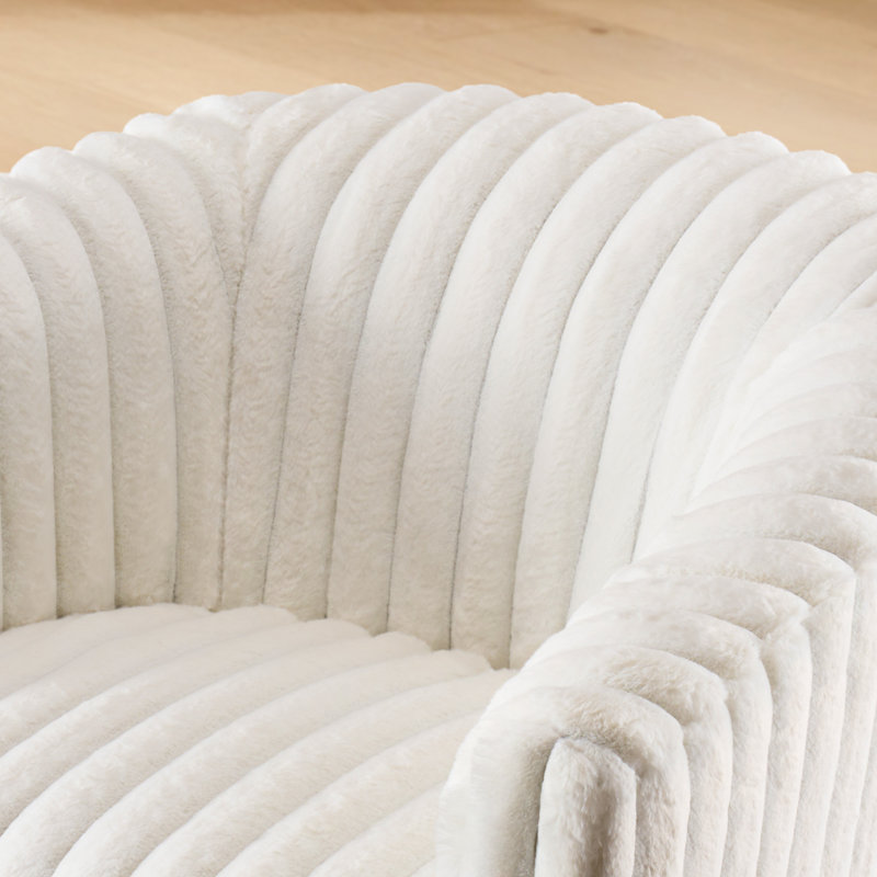 Sydney 34.6" Wide Upholstered Swivel Armchair, Round Barrel Chair