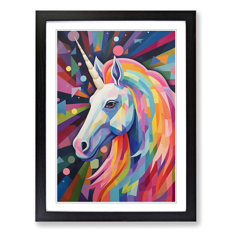 Unicorn Constructivism Art - Framed Print, Black Framed, 64cm H x 46cm W
