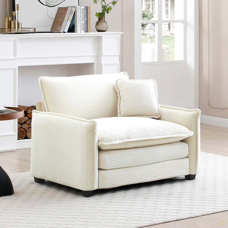 Canapé confortable à assise profonde simple avec un oreiller, adapté au salon et à la chambre à coucher, velours côtelé plusieurs occasions Club