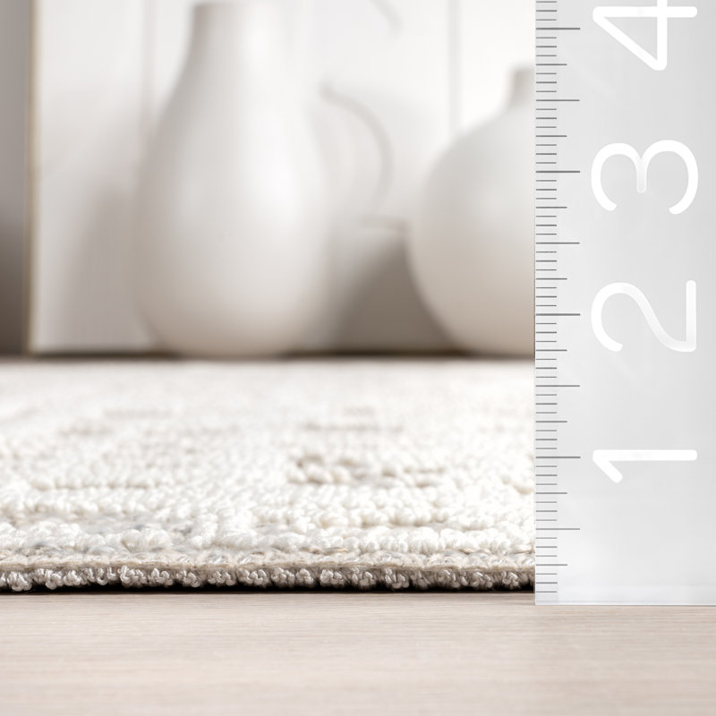 Rectangle Amity Abstract Machine Woven Polyester Area Rug in Ivory, Rectangle 7'10" x 10'
