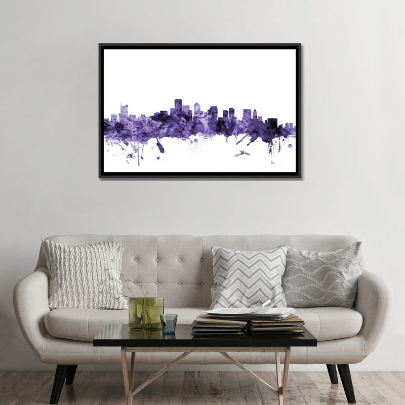 « boston, massachusetts horizon ii » par michael tompsett, reproduction d’impression sur toile tendue, Toile avec cadre noir