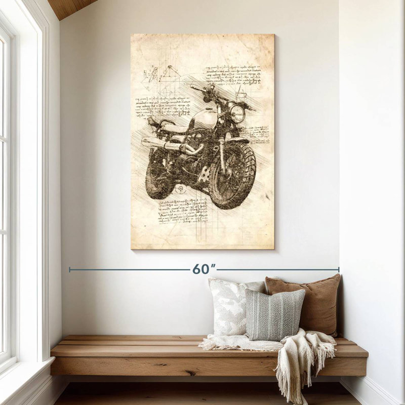 Laelle Old Motorcycle Sepia, 48" H x 32" W