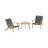 Goku 3-Piece Solid Acacia Wood & Wicker Outdoor Set With 2 Chairs And End Table, Natural/Gray