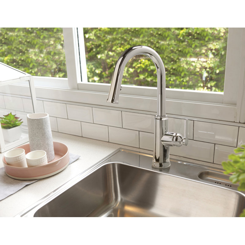 Trattoria Pull-Down Kitchen Faucet With C-Spout, Chrome
