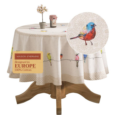 Maison d'Hermine Birdies on Wire 100% Cotton Tablecloth - 69" Round