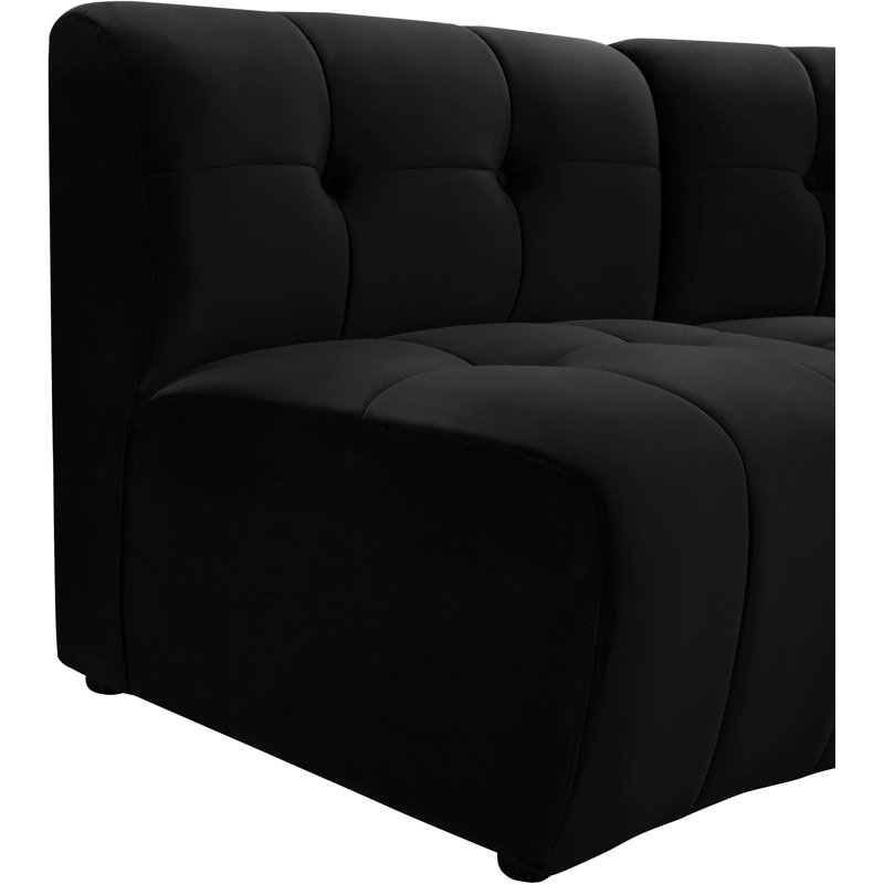 Canapé modulaire de coin symétrique en velours de 173 po de largeur Jedson, Velours noir
