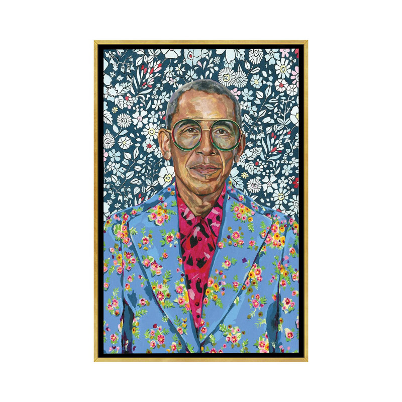 «Barack» par Heather Perry, reproduction d'art sur toile tendue, H 48 po x l 32 po x P 1,5 po, Toile avec cadre flottant or