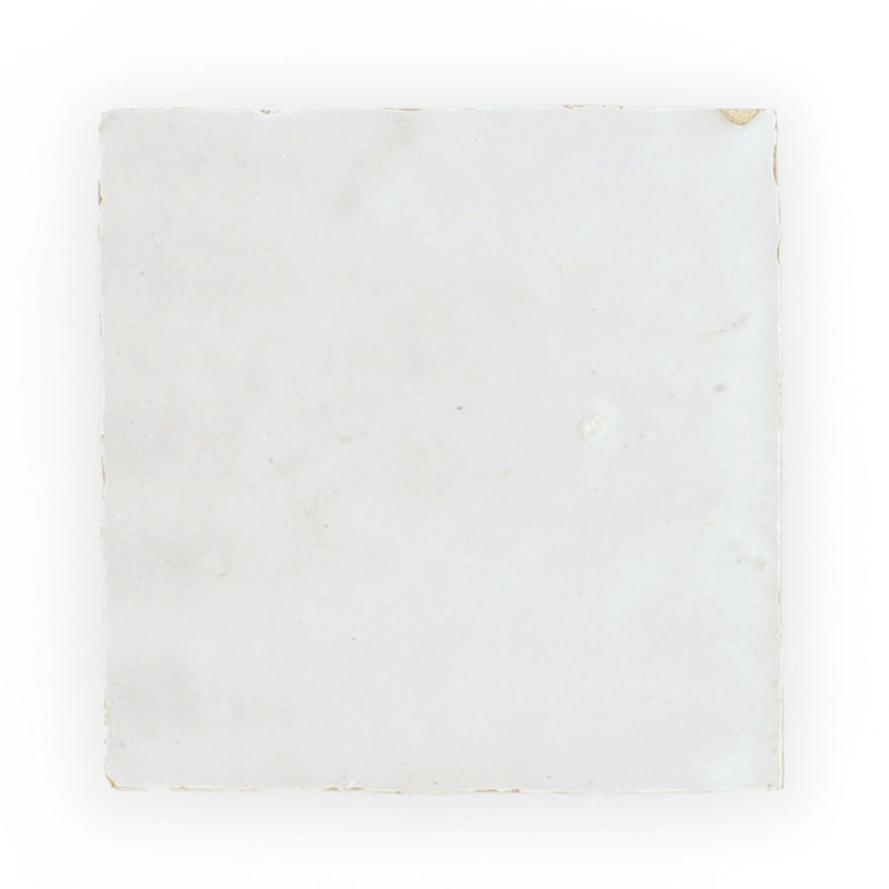 Moroccan Zellige 4" x 4" Ceramic Floor & Wall Tile, Meringue