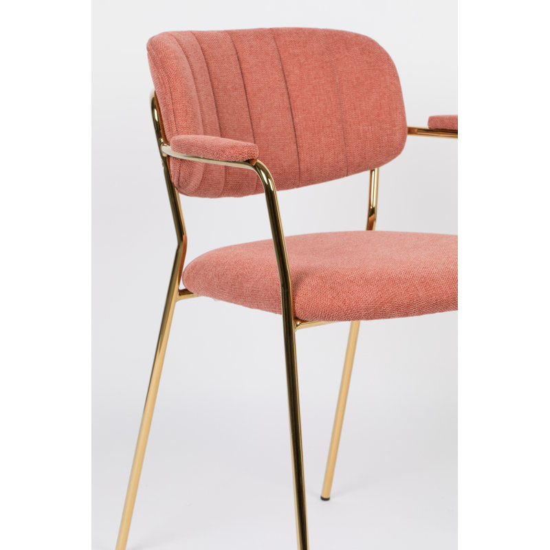 Jolien Upholstered Arm Chair, Gold, Pink