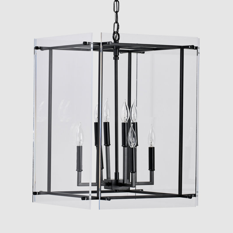 Lustre carré / rectangulaire à 8 lumières Lena, Noir, noir, noir, noir