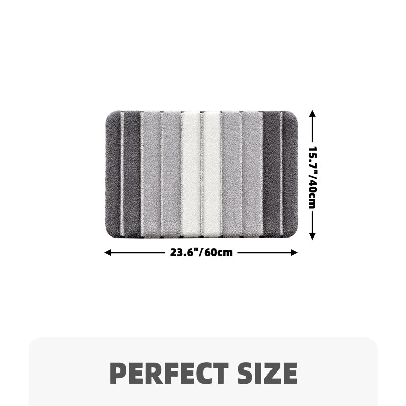 Danimir Microfiber / Microsuede Non-Slip Bath Rug, 16" W x 24" L, Gray
