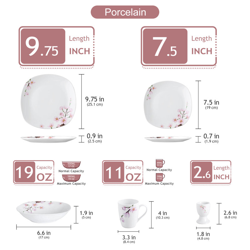 40 Piece Dinnerware Set, Service for 8