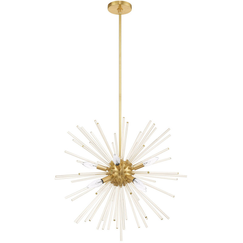 Lustre sphérique spoutnik à 8 lumières Ryzen, Laiton satiné, H 14 po x l 20 po x P 15 po