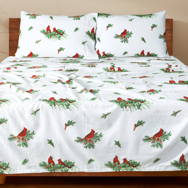 Colyt 100% Cotton Flannel Sheet Set, Twin XL Case Pack + Fitted Sheet + 2 Pillowcases, Cardinal