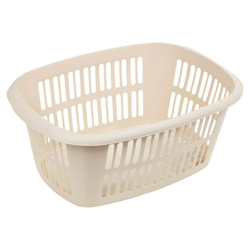 Plastic Laundry Basket, Beige