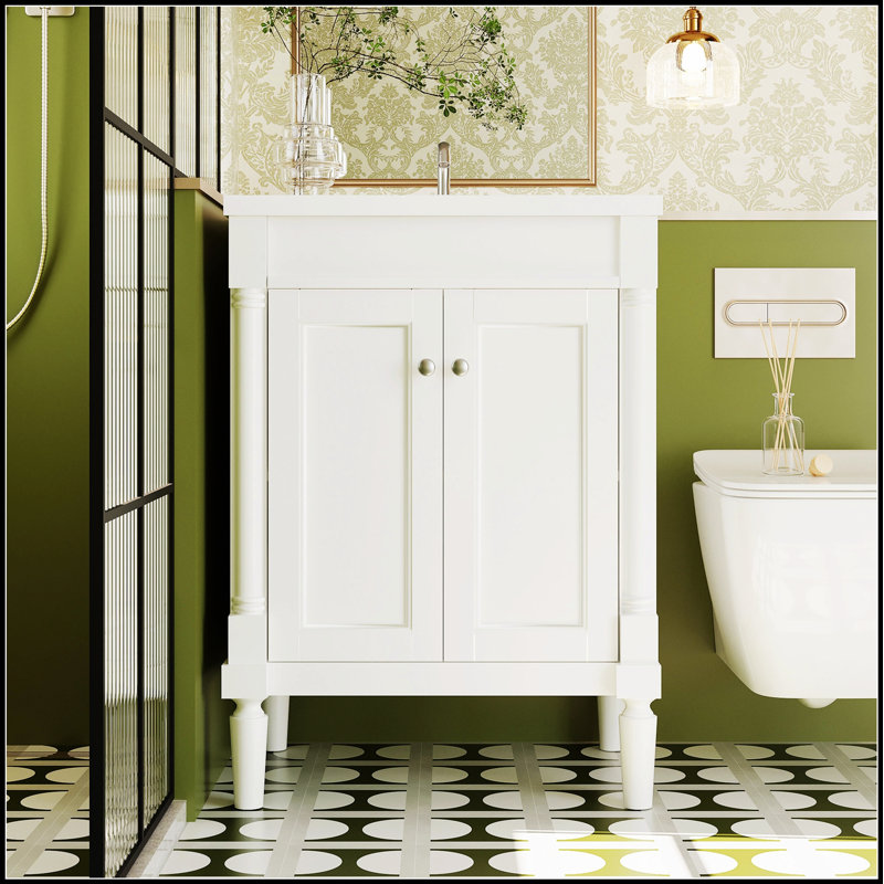 Meuble-lavabo moderne à 2 niveaux avec lavabo supérieur, armoire de rangement durable pour une organisation efficace et un design élégant