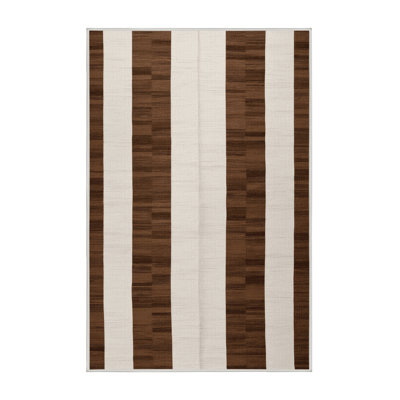 Machine Washable Checkered Beige Area Rug