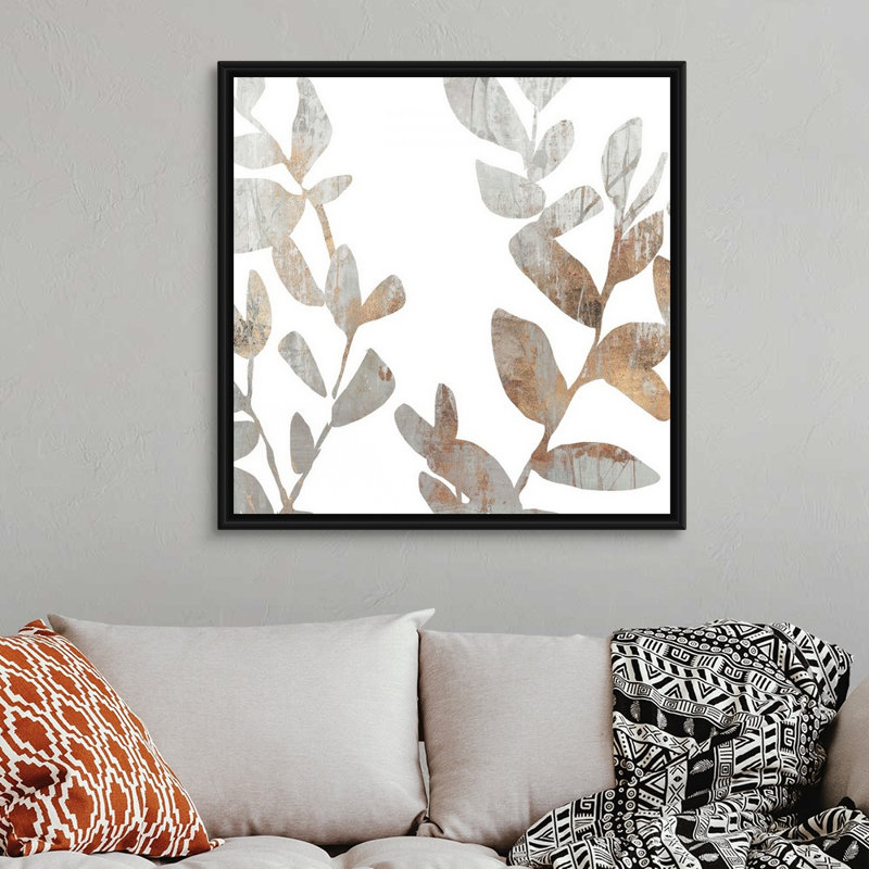 Marbre feuillage I-impression sur toile, Cadre noir, H 38 po x l 38 po x P 1,75 po