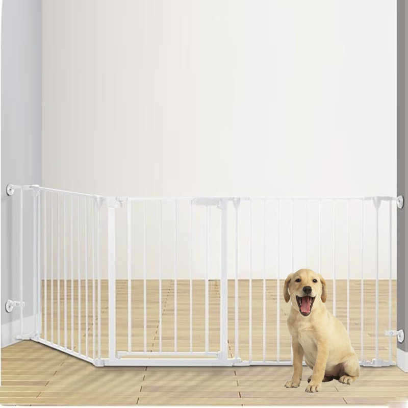 Barrière pour animaux 3 panneaux, barrière pour chien à fermeture automatique, barrière de sécurité, Blanc