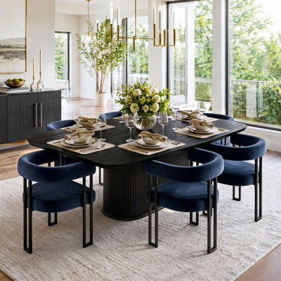 18" Seat Height Upholstered Velvet Kitchen Dining Armchair (Set of 6)