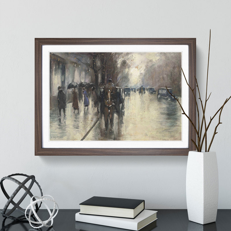 Under the Lime Trees by Lesser Ury - Picture Frame Painting, 27cm H x 36cm W x 2cm D, Walnut Framed