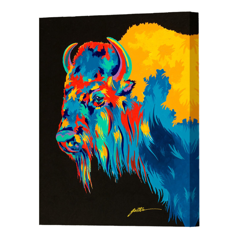 Bison de Yellowstone, estampe numérique sur toile tendue avec châssis, H 32 po x l 24 po