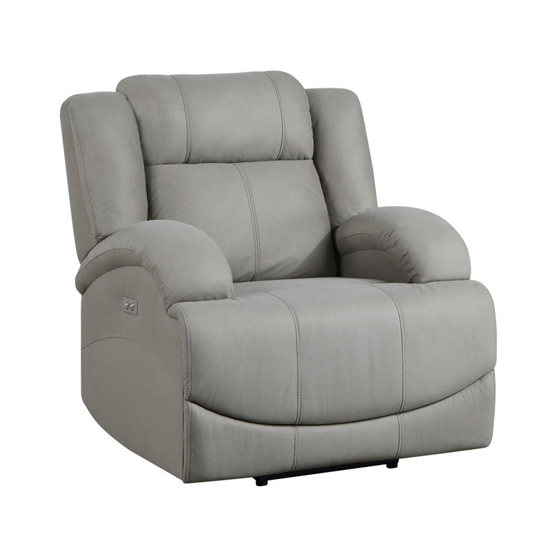 Fauteuil inclinable électrique transitionnel de 36 po Herriman avec revêtement luxueux en microfibre polie, contrôle de puissance à une touche, confort réglable à plusieurs positions