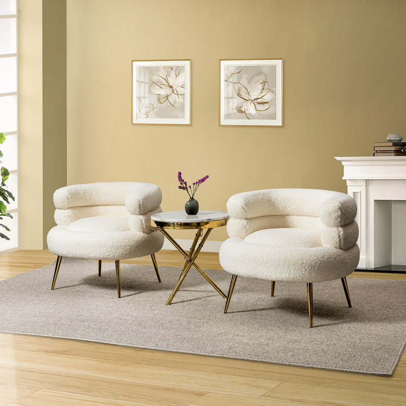 Fauteuil demi-tonneau 30,7 po Marsden, Polyester ivoire
