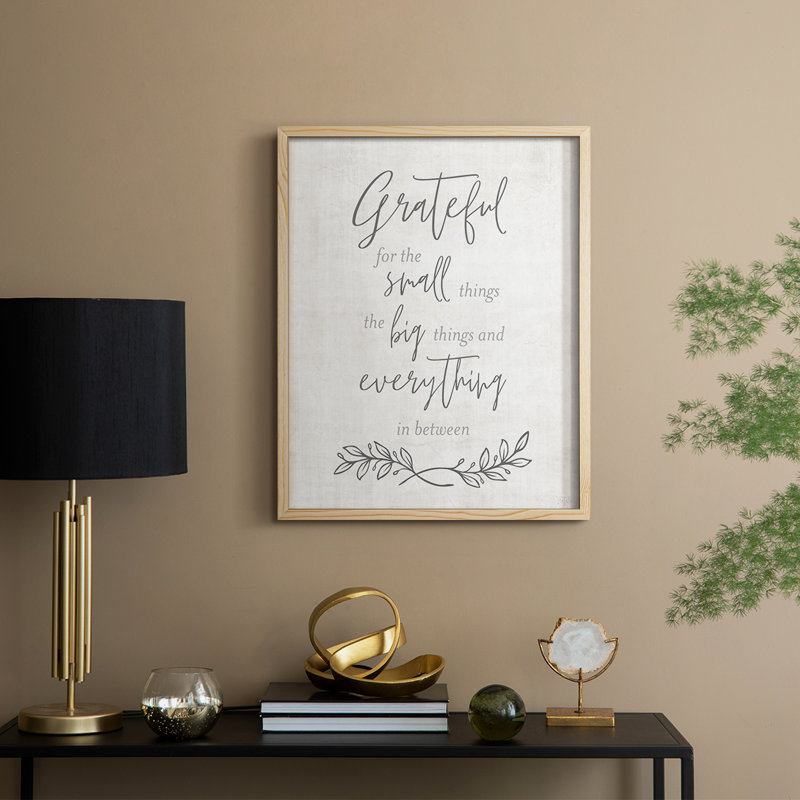 «Grateful for the Small Things», reproduction encadrée - bois massif, Naturel, H 15 po x l 12 po