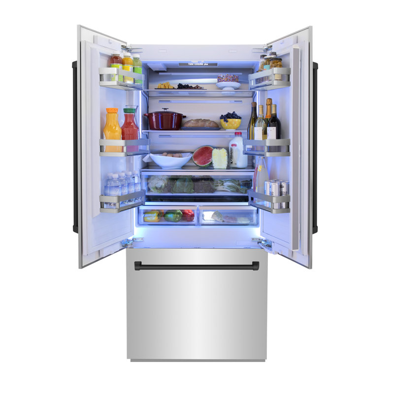 ZLINE 36" 19.6 cu. ft. Built-In 3-Door French Door Refrigerator with Internal Water and Ice Dispenser, Matte Black