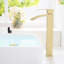Robinet de salle de bain contemporain à motif géométrique en or brossé pour robinet de lavabo à cartouche pour hôtel-122074366