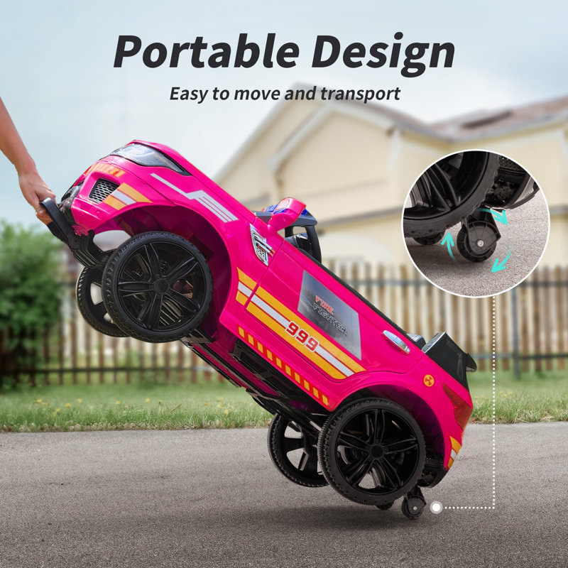 Rose 12-Volt Kids Ride-On Police Car with Remote Control and Bluetooth